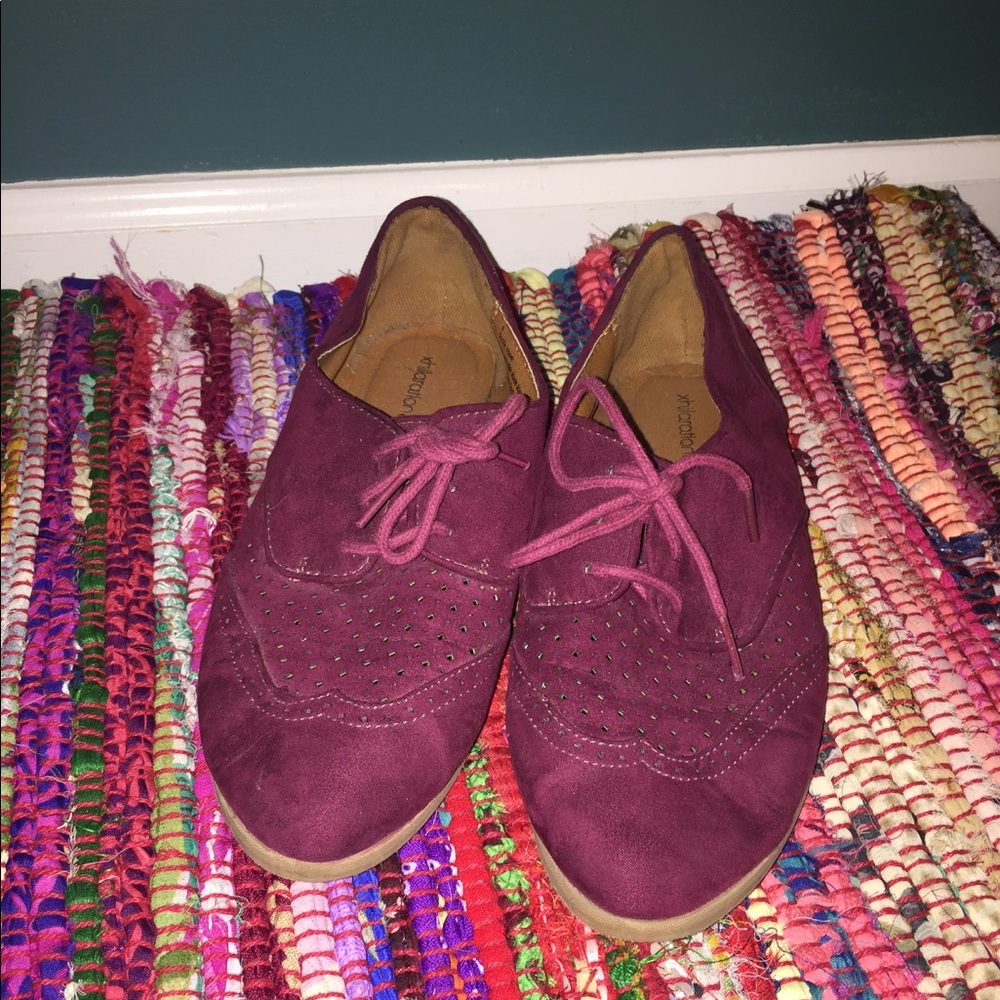 Maroon suede loafers